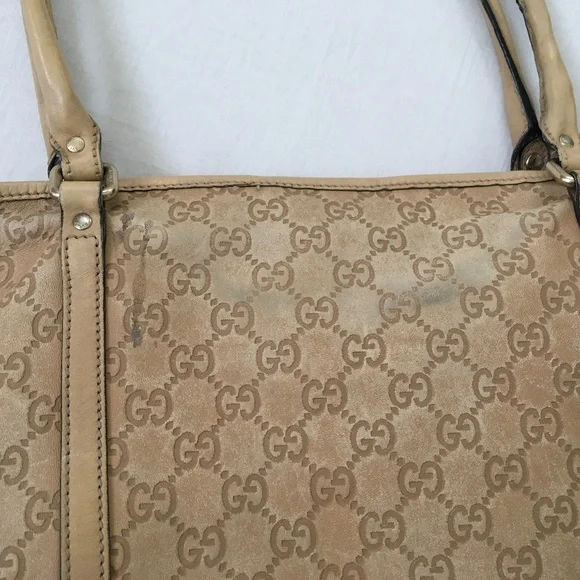 GUCCI Vintage Joy Embossed GG Leather Tote Tan - Picture 7 of 16